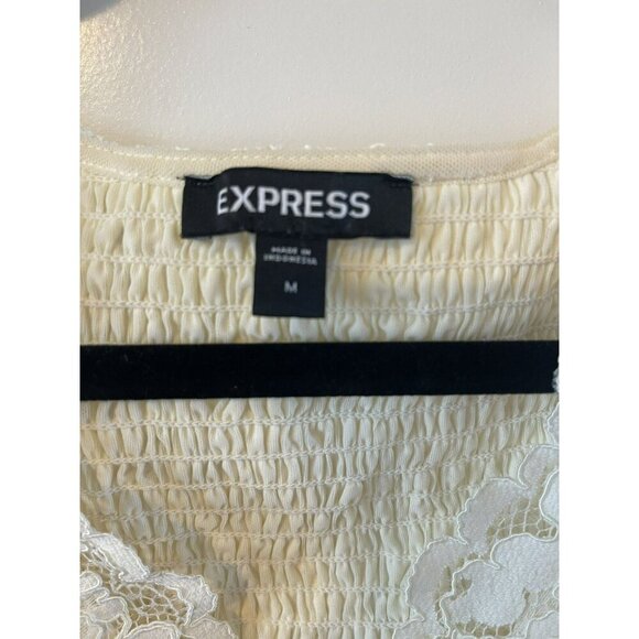 NWOT Express Ivory crochet Lace Corset Cropped Top M fitted v neck sleeveless - Picture 3 of 4